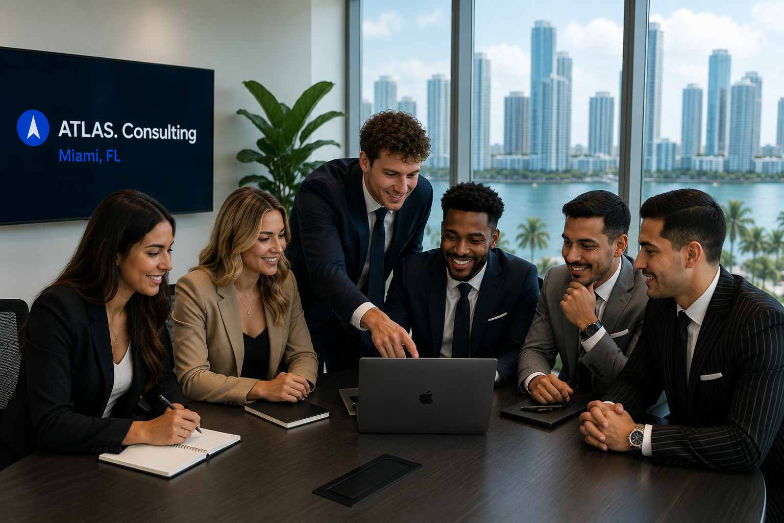 The ATLAS. Consulting team reviewing candidate results together in the Miami office